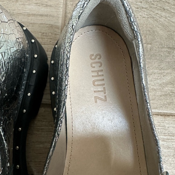 NWT Schutz Christie Silp On Studded Silver Shoes - Picture 8 of 8